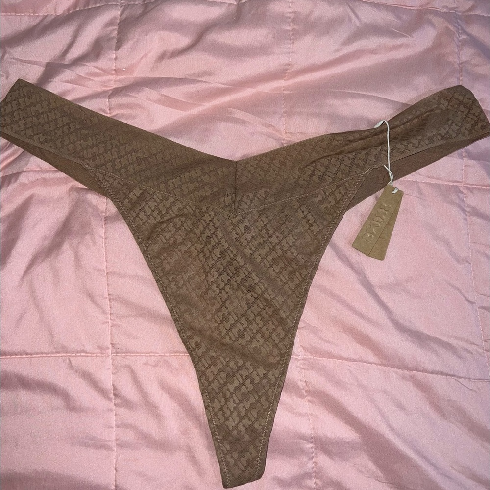 Brown Textured Thong